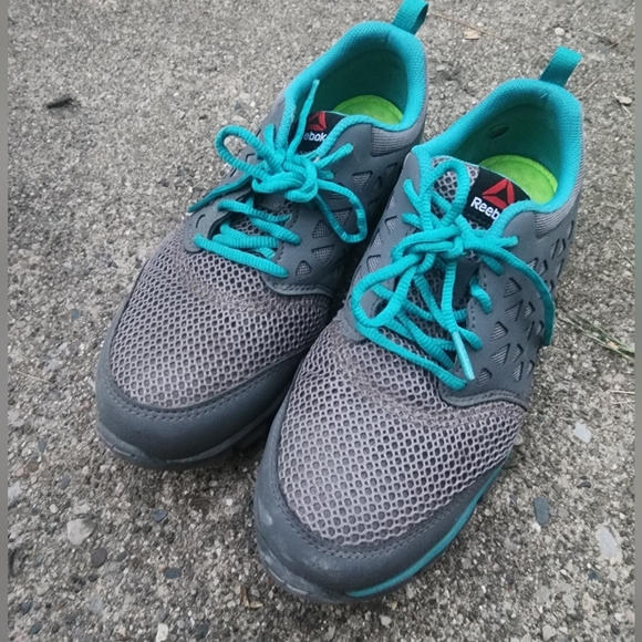 Reebok Alloy Toe Work Gray and Blue Sneakers - Picture 1 of 8